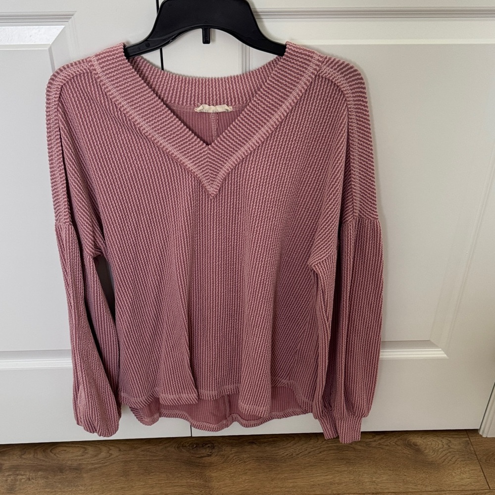 Women's Pink V-Neck Sweater
